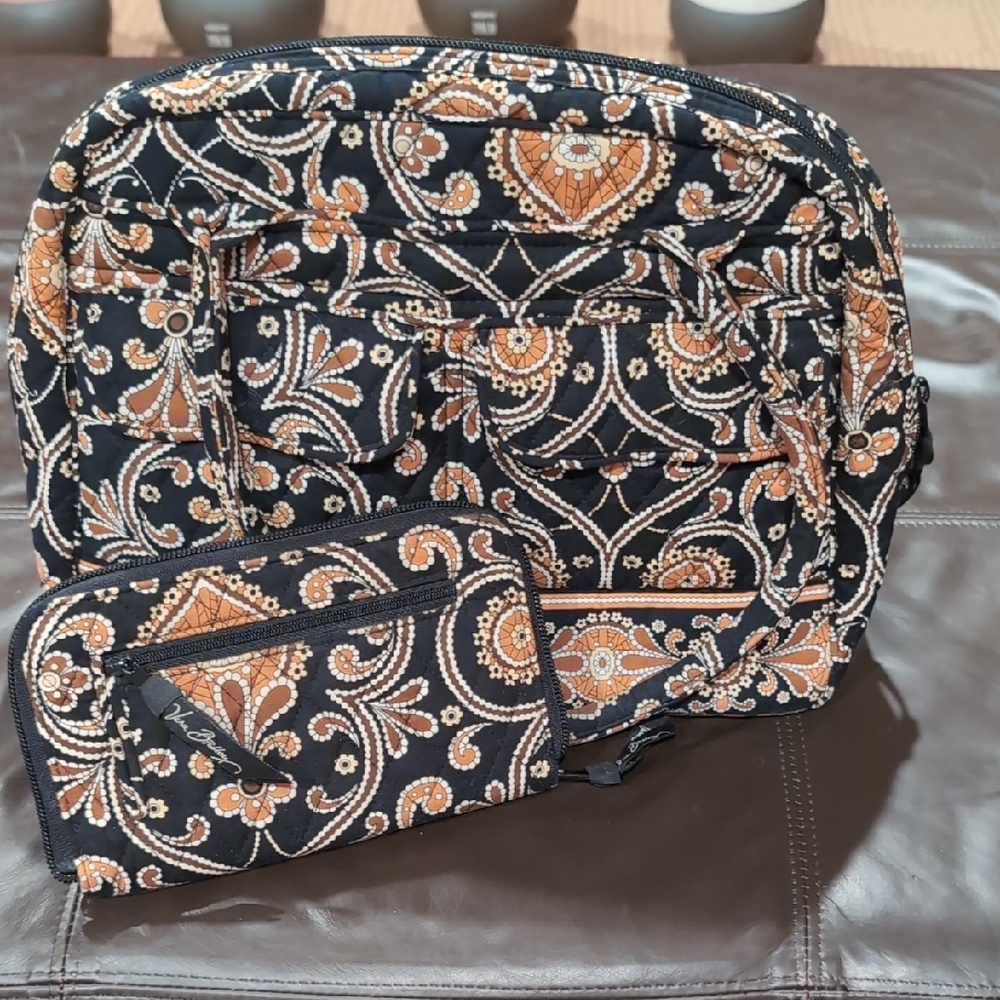 Black and Orange Patterned Women Bag Set